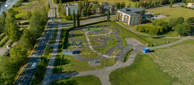 Ilmakuva Leijona liikennepuistosta.