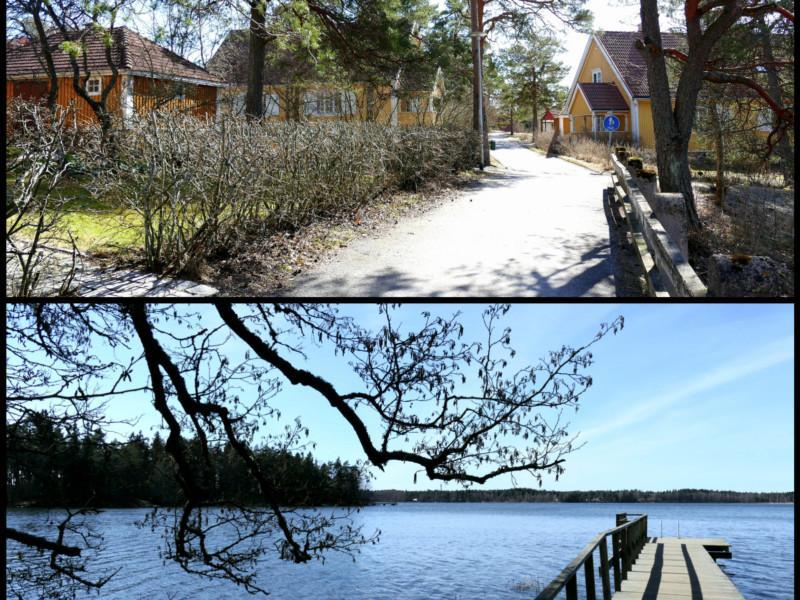 Kuvakollaasi, jossa Littoisten kirkonmäki ja Littoistenjärven ranta