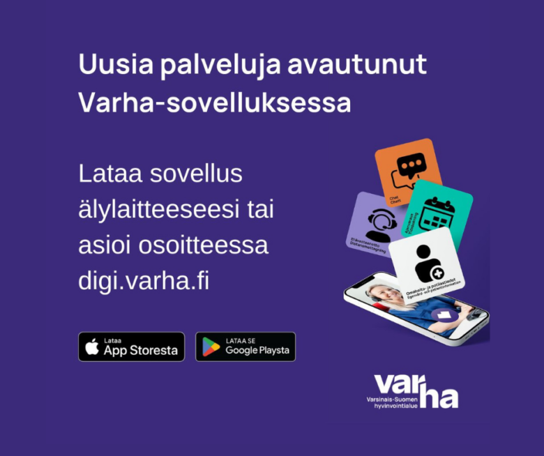 Uusia palveluja avautunut Varha-sovelluksessa. Lataa sovellus älylaitteeseesi tai asioi osoitteessa digi.varha.fi.