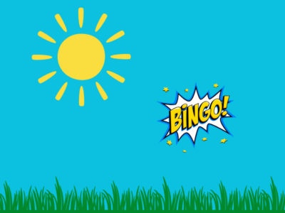 Kuvassa auringonpaiste sekä teksti, jossa lukee: Bingo.